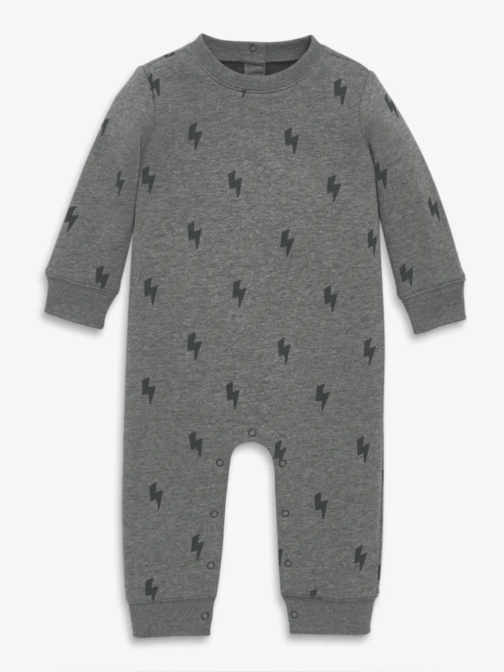 Primary Baby Cozy Fleece Sweatshirt Romper Gray Mini Bolts One Piece 18-24 Month
